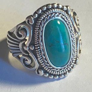 Vintage Pre-Owned Turquoise Sterling Silver Ring, Size 7